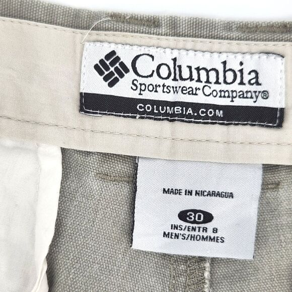 Columbia Taupe Tactical Utility Shorts Zipper Velcro Pockets Men's Size 30 - Picture 10 of 11